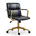 Glamour Home Azel Ergonomic Faux Leather Mid-Back Office Task Chair, Black/Gold 1 thumbnail image