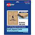 Avery® Printable Note Cards With Sure Feed® Technology, 3" x 3" Square Rounded Corners, Kraft Brown, Pack Of 300 1 thumbnail image
