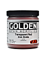 Golden OPEN Acrylic Paint, 8 Oz Jar, Transparent Red Iron Oxide