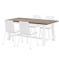 KFI Studios Midtown Dining Table With 4 Chairs, Espresso/White Table, White Chairs