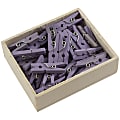 JAM Paper® Wood Clip Clothespins, 7/8", Lavender, Box Of 50 Clothespins