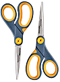 Westcott® Titanium Bonded Non-Stick Scissors, 8", Pointed, Gray/Yellow, Pack Of 2