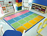 Joy Carpets® Kids' Essentials Rectangle Area Rug, Blocks Abound™, 5-1/3' x 7-33/50', Pastel