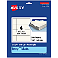Avery® Printable Tickets, 2.75"x8.5", Matte Ivory, Pack Of 200 1 thumbnail image