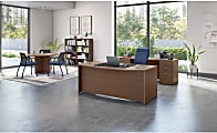 HON® Mod 72"W Executive Workstation Computer Desk And Credenza With Double-Pedestal, Sepia Walnut 1 thumbnail image