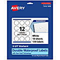 Avery® Waterproof Permanent Labels With Sure Feed®, 94608-WMF10, Starburst, 2-1/4", White, Pack Of 120 1 thumbnail image