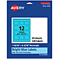 Avery® Print-To-The-Edge Labels With Sure Feed® Technology And Easy Peel®, 94233-BBP20, Rectangle, 1-13/16" x 2-3/16", Matte Bright Blue, Pack of 240 1 thumbnail image
