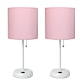 LimeLights Stick Lamps, 19-1/2"H, Light Pink Shade/White Base, Set Of 2 Lamps