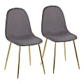 LumiSource Pebble Fabric Chairs, Charcoal/Gold, Set Of 2 Chairs