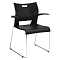 Global® Duet Stacking Chair With Arms, Asphalt Night/Chrome