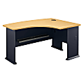 Bush Business Furniture Office Advantage L Bow Desk Right Handed, 60"W x 44"D, Beech/Slate, Standard Delivery