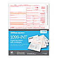 Office Depot® Brand 1099-INT Inkjet/Laser Tax Forms And Envelopes, 2-Up, 4-Part, 8-1/2"W x 11"H, Pack Of 10 Form Sets