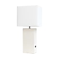 Elegant Designs Modern Leather White Base Table Lamp with USB and White Fabric Shade 1 thumbnail image