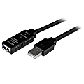 StarTech.com 10m USB 2.0 Active Extension Cable - M/F - 32.81ft USB Data Transfer Cable - First End: 1 x Type A Male USB - Second End: 1 x Type A Female USB, Second End: 1 x Power - 60 MB/s - Extension Cable - Shielding - Nickel Plated Connector - Black