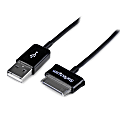 StarTech.com 3m Dock Connector to USB Cable for Samsung Galaxy Tab - First End: 1 x Type A Male USB - Second End: 1 x Male Proprietary Connector - Shielding - Nickel Plated Connector - Black