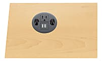 HON® Round AC/USB Power Grommet, 3", Black, HONHGRMTUSB2 1 thumbnail image