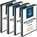 Business Source RounD-Ring View Binder, 1/2" Ring, 8 1/2" x 11", Black, Pack Of 4