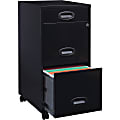 LYS SOHO File Cabinet - 14.3" x 18" x 29.5" - 3 x Drawer(s) for File, Accessories, Document - Letter - Vertical - Storage Drawer, Locking Drawer, Recessed Handle, Glide Suspension, Casters - Black - Baked Enamel - Steel - Recycled