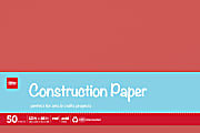 Office Depot® Brand Construction Paper, 12" x 18", 100% Recycled, Red, Pack Of 50 Sheets