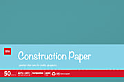 Office Depot® Brand Construction Paper, 12" x 18", 100% Recycled, Turquoise, Pack Of 50 Sheets