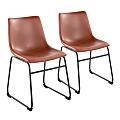 LumiSource Duke Industrial Side Chairs, Cognac/Black, Set Of 2 Chairs