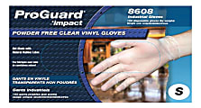 ProGuard Vinyl PF General Purpose Gloves - Small Size - Unisex - For Right/Left Hand - Clear - Comfortable - For Food Handling, Cleaning, Painting, Manufacturing, Assembling, General Purpose - 100 / Box