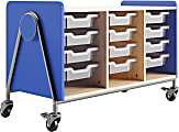 Safco® Whiffle Triple-Column 12-Drawer Rolling Storage Cart, 27-1/4"H x 43-1/4"W x 19-3/4"D, Spectrum Blue