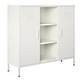 Ameriwood Home Mission District Metal 2-Door Locker Console Table, 40"H x 43-5/16"W x 13-13/16"D, Soft White 1 thumbnail image