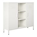 Ameriwood Home Mission District Metal 2-Door Locker Console Table, 40"H x 43-5/16"W x 13-13/16"D, Soft White