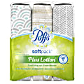Puffs Plus Lotion 2-Ply Facial Tissues, White, 96 Tissues Per SoftPack, 3 SoftPacks Per Pack, Case Of 3 Packs