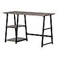 South Shore Evane Industrial 48"W Computer Desk With Bookcase, Oak Camel