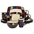 Gibson Elite Soho Lounge Mosaic 16-Piece Square Dinnerware Set, Multicolor 1 thumbnail image