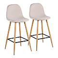 LumiSource Pebble Bar Stools, Beige/Natural, Set Of 2 Stools