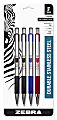 Zebra® Pen F-301 Stainless Steel Retractable Ballpoint Pens, Pack Of 4, Fine Point, 0.7 mm, Silver Barrel, Assorted Ink Colors