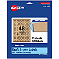 Avery® Kraft Permanent Labels With Sure Feed®, 94606-KMP15, Starburst, 1", Brown, Pack Of 720 1 thumbnail image