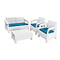 Inval MQ® FERRARA™ 4-Piece Stay Furniture Set With Loveseat, White/Teal
