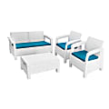 Inval MQ® FERRARA™ 4-Piece Stay Furniture Set With Loveseat, White/Teal 1 thumbnail image
