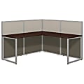 Bush Business Furniture Easy Office 60"W L-Shaped Cubicle Desk Workstation With 45"H Panels, Mocha Cherry/Silver Gray, Standard Delivery