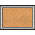Amanti Art Cork Bulletin Board, 41" x 29", Natural, Salon Silver Polystyrene Frame