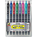 Pilot G2 Retractable Gel Pens, Fine Point, 0.7 mm, Clear Barrels, Assorted Ink, Pack Of 8 Pens