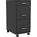 Lorell SOHO 18" 3-Drawer Mobile Vertical File Cabinet, Black