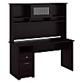 Bush Furniture Cabot 60"W Computer Desk With Hutch And Drawers, Espresso Oak, Standard Delivery