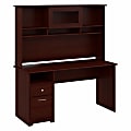 Bush Furniture Cabot 60"W Computer Desk With Hutch And Drawers, Harvest Cherry, Standard Delivery