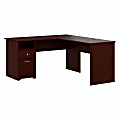 Bush Furniture Cabot L Shaped Computer Desk with Drawers, 60"W, Harvest Cherry, Standard Delivery