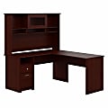 Bush Business Furniture Cabot L 60"W Shaped Corner Desk With Hutch And Drawers, Harvest Cherry, Standard Delivery
