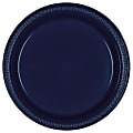 Amscan Round Plastic Plates, 10-1/4", True Navy, Pack Of 40 Plates