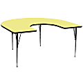 Flash Furniture Horseshoe Activity Table With Height-Adjustable Legs, 30-1/8" x 60", Yellow 1 thumbnail image