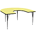 Flash Furniture Horseshoe Activity Table With Height-Adjustable Legs, 30-1/8" x 60", Yellow