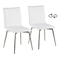 LumiSource Mason Upholstered Chairs, White/Stainless Steel, Set Of 2 Chairs