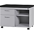 Lorell Molly Workhorse Cabinet - 2-Drawer - 30.5" x 18.3" x 22.4" - 2 x Shelf(ves) - 2 x Drawer(s) for Box, File - 200 lb Load Capacity - Mobility, Removable Lock, Upholstered, Locking Casters